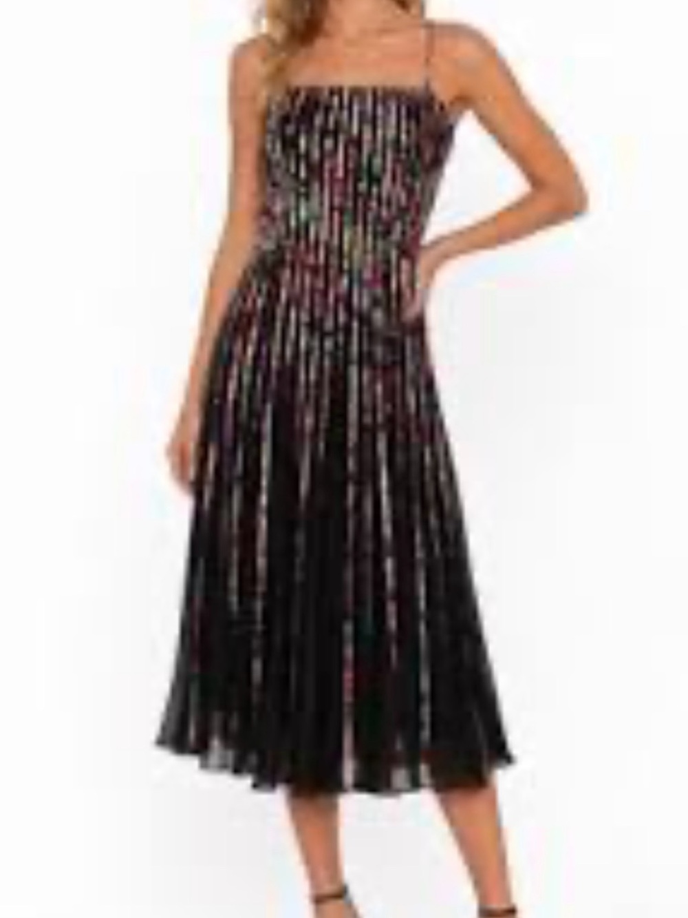 VINTAGE- JS Collections Ribbon Trim Mesh Cocktail Dress